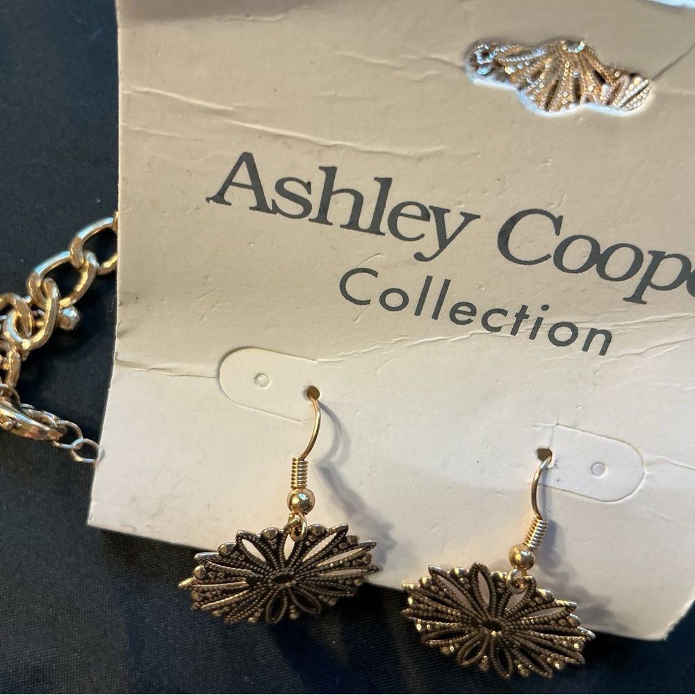 Ashley Cooper Gold Floral Necklace & Earrings Set - Picture 6 of 8